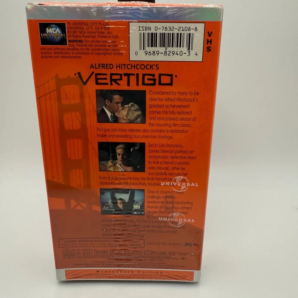 Alfred Hitchcock Vertigo Widescreen Edition VHS Fully‎ Restored Digitally